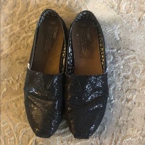 Toms Black Sparkly Flats Like New Condition